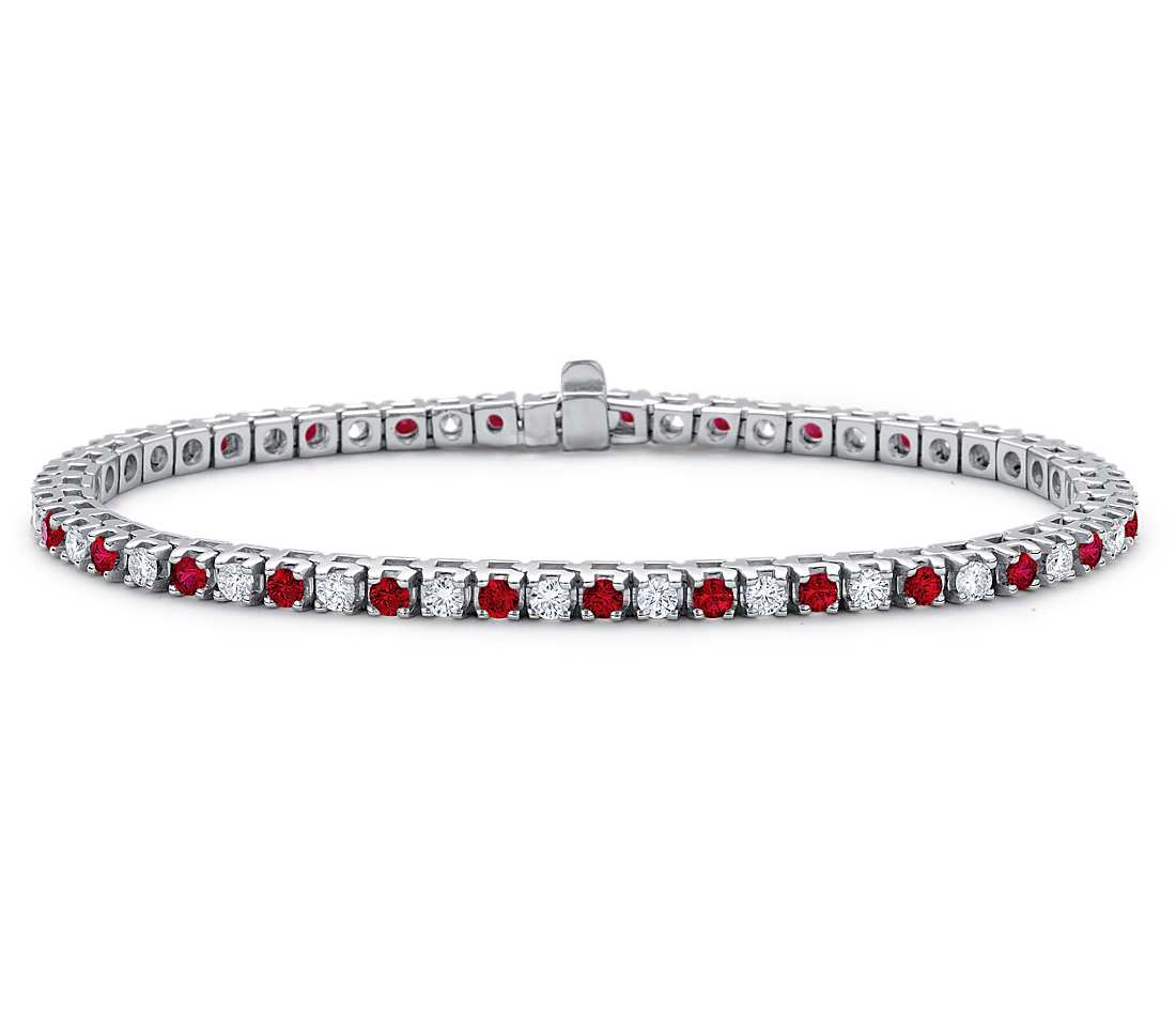 Tennis bracelet with 1.50 ct Rubies and 1.00 ct Diamonds