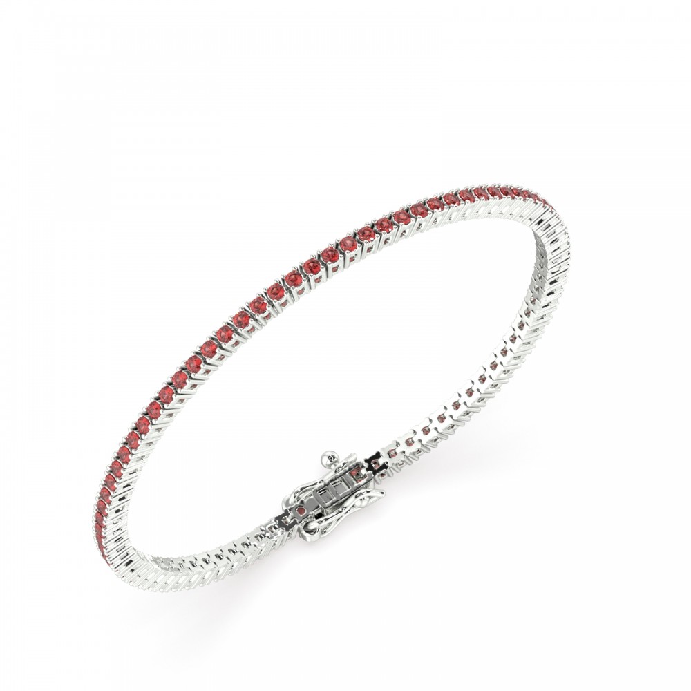 Tennis bracelet with 2.88 ct rubies