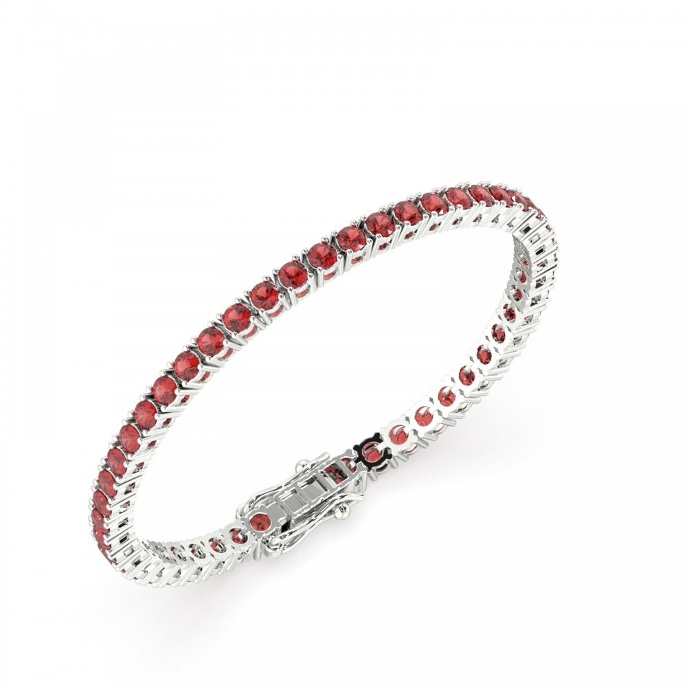 Tennis bracelet with 5.85 ct rubies