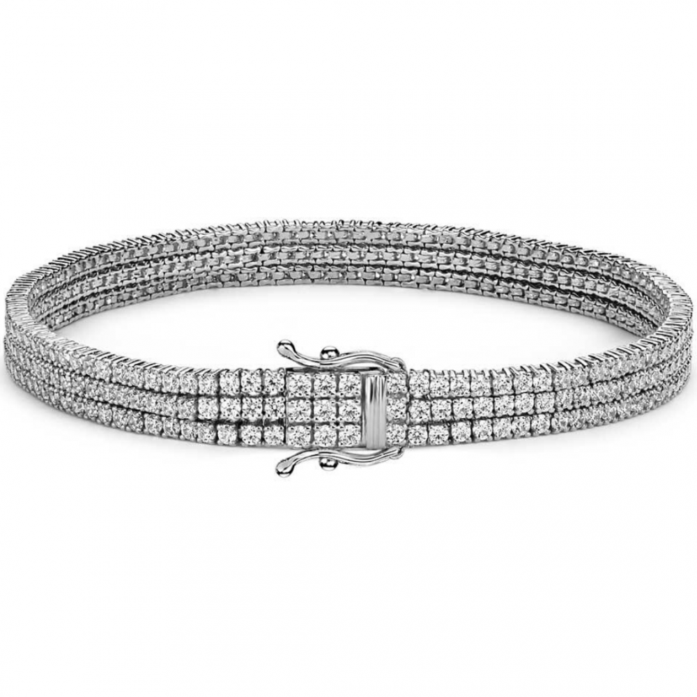 Triple tennis bracelet with 6.84 ct diamonds