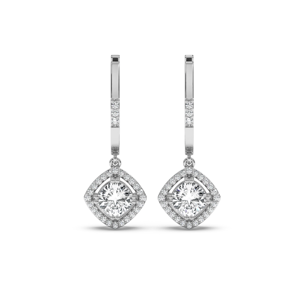 Earrings with central diamond each of 0.86 ct and side diamonds of 0.43 ct