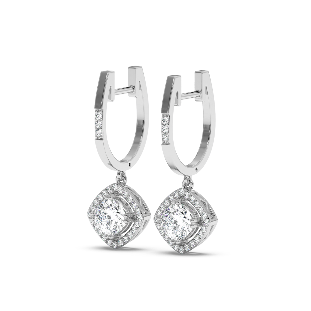 Earrings with central diamond each of 0.86 ct and side diamonds of 0.43 ct