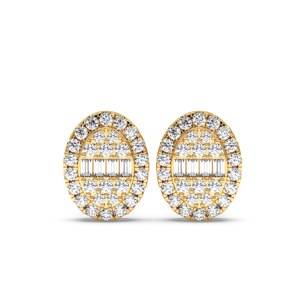 Earrings with 0.17 ct Baget Diamonds and 0.78 ct round diamonds