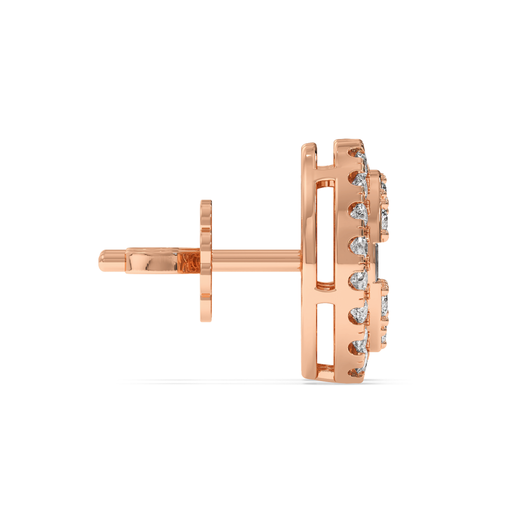 Earrings with 0.17 ct Baget Diamonds and 0.78 ct round diamonds