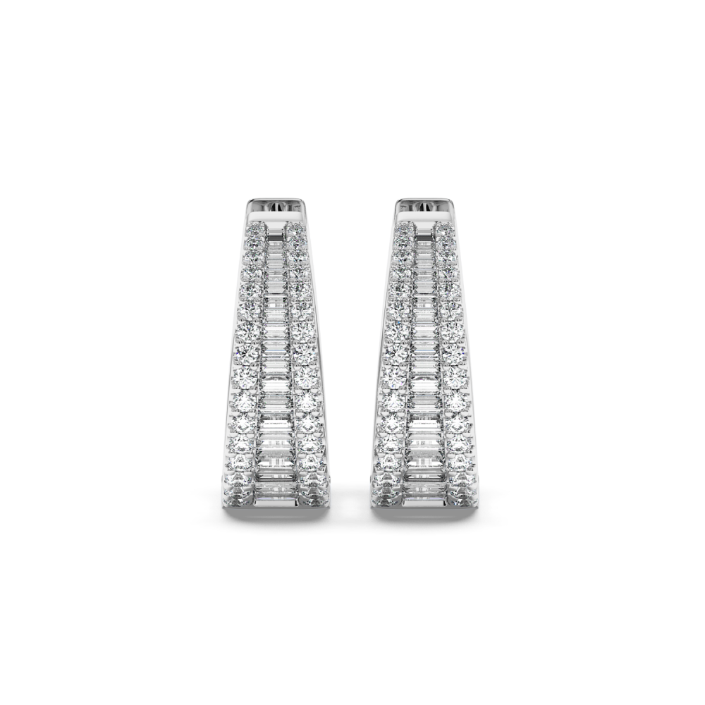 Earrings with 0.48ct Baget Diamonds and 0.62ct Round Diamonds
