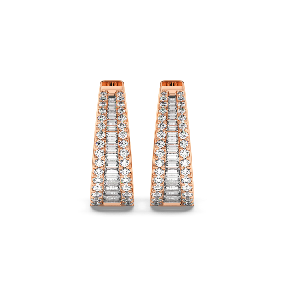 Earrings with 0.48ct Baget Diamonds and 0.62ct Round Diamonds