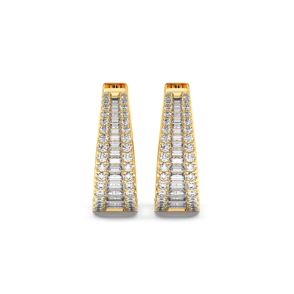 Earrings with 0.48ct Baget Diamonds and 0.62ct Round Diamonds