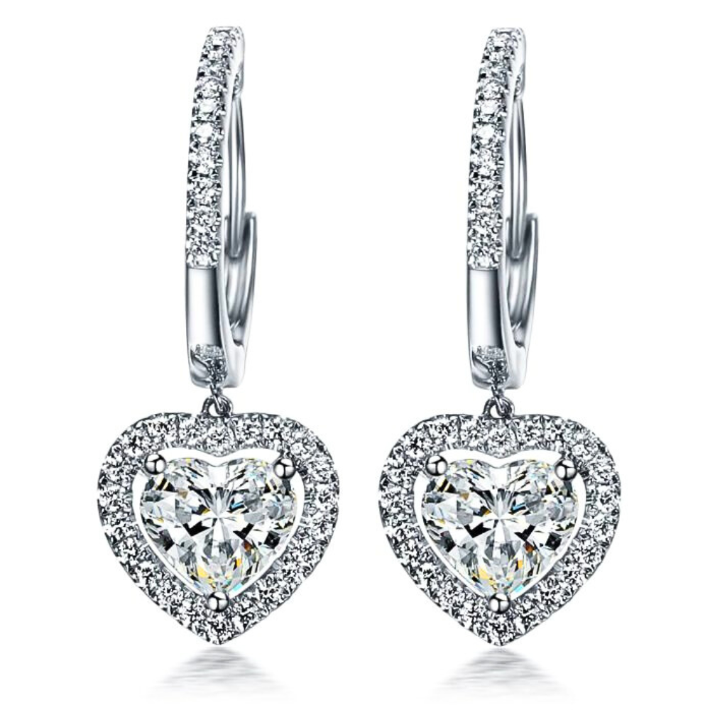 Earrings with 0.80 ct center diamonds and 0.70 ct side diamonds