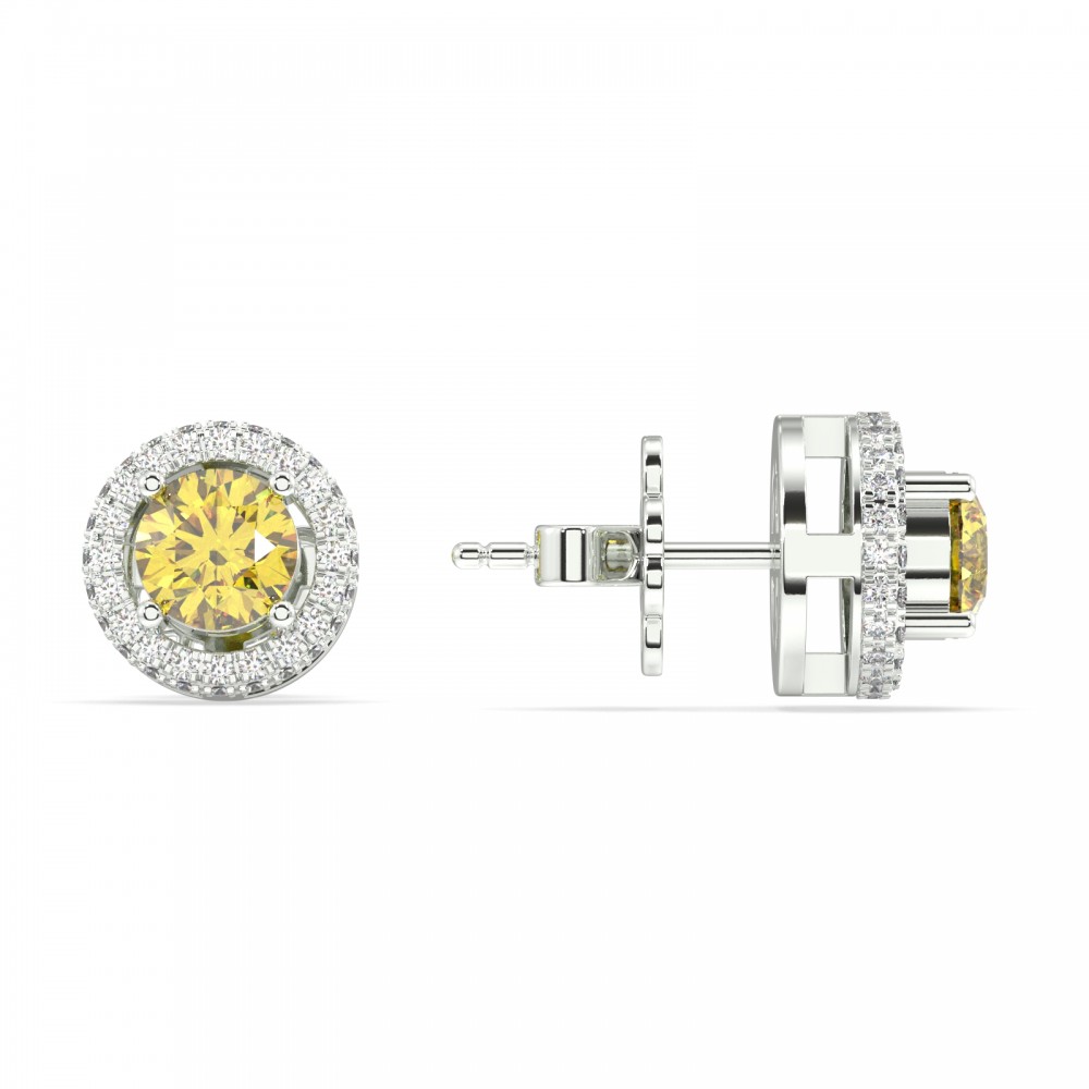 Earrings with 0.44 ct Diamonds and 1.38 ct Yellow Sapphire