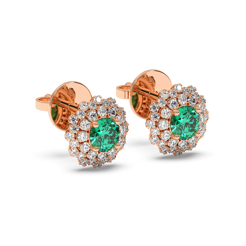 Earrings with Diamonds of 0.43 ct and Emeralds of 0.46 ct