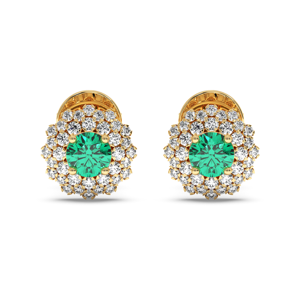 Earrings with Diamonds of 0.43 ct and Emeralds of 0.46 ct