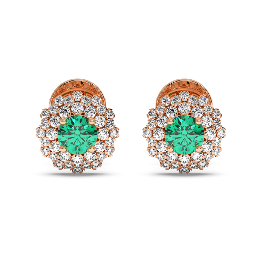 Earrings with Diamonds of 0.43 ct and Emeralds of 0.46 ct