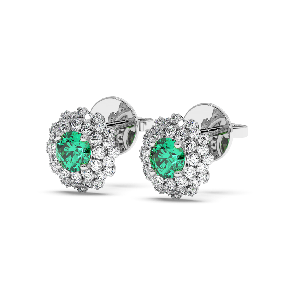 Earrings with Diamonds of 0.43 ct and Emeralds of 0.46 ct
