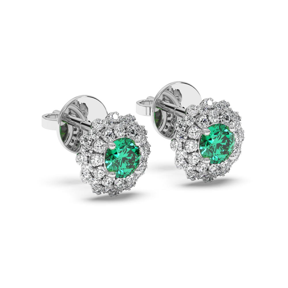 Earrings with Diamonds of 0.43 ct and Emeralds of 0.46 ct
