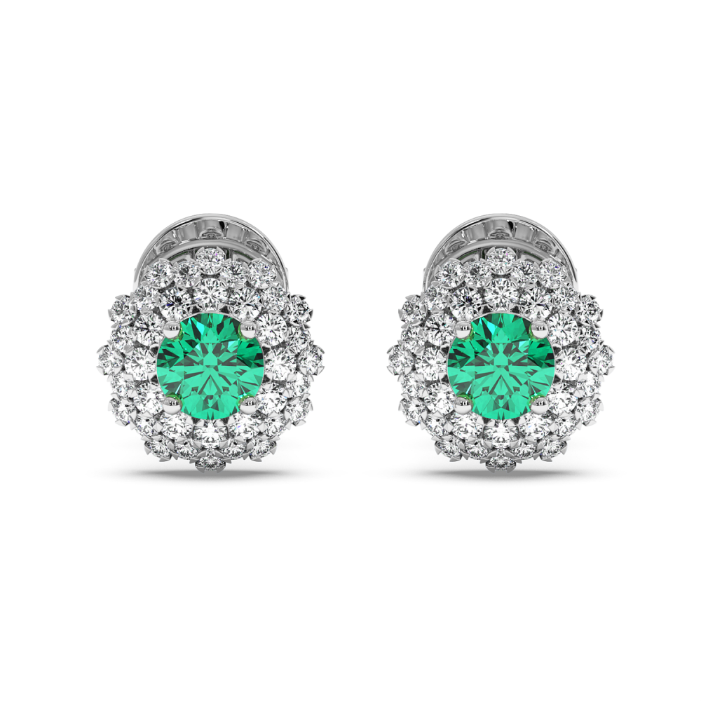 Earrings with Diamonds of 0.43 ct and Emeralds of 0.46 ct