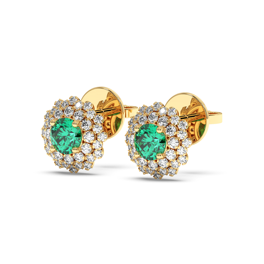 Earrings with Diamonds of 0.43 ct and Emeralds of 0.46 ct
