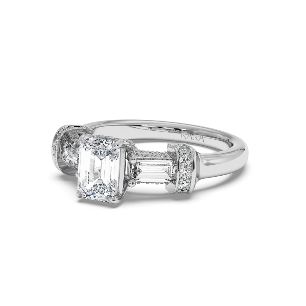 Engagement ring with 1.06ct Central Emerald Cut Diamond and 0.81ct Side Diamonds