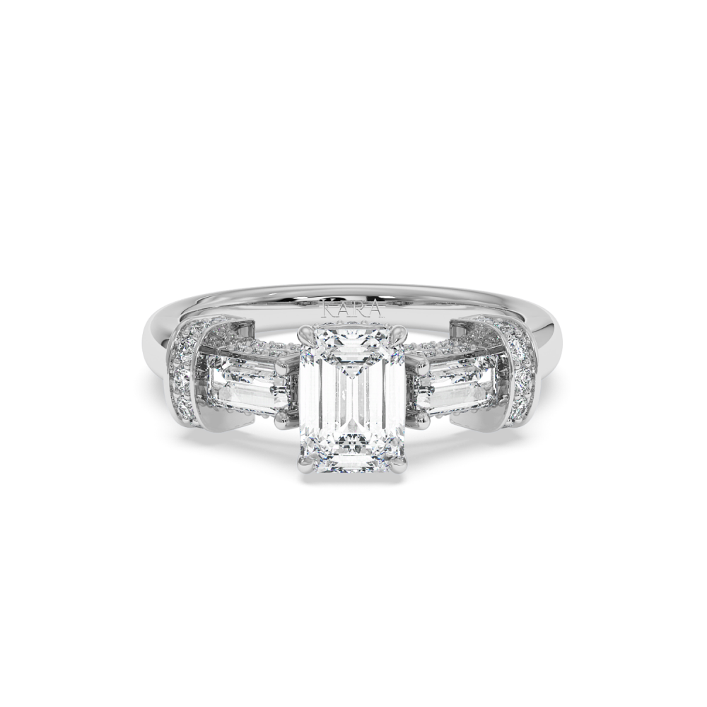 Engagement ring with 1.06ct Central Emerald Cut Diamond and 0.81ct Side Diamonds