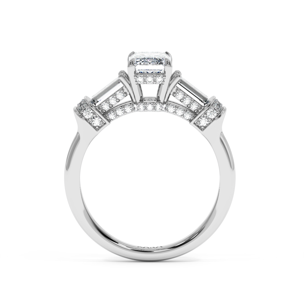 Engagement ring with 1.06ct Central Emerald Cut Diamond and 0.81ct Side Diamonds