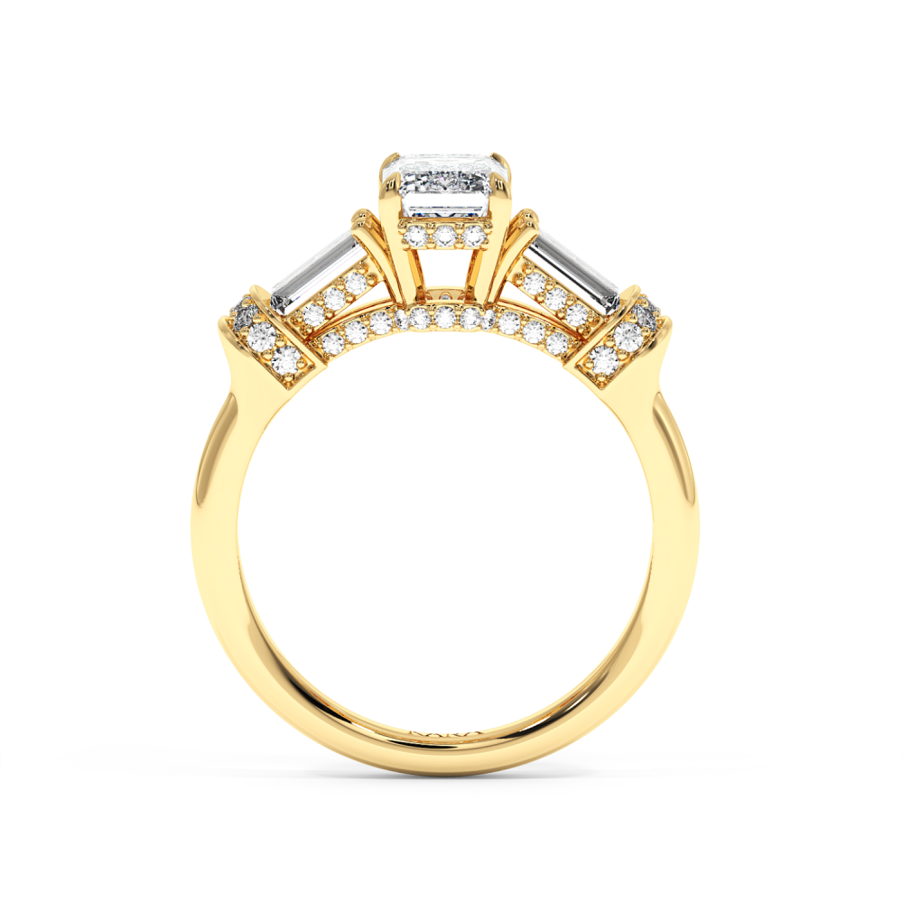 Engagement ring with 1.06ct Central Emerald Cut Diamond and 0.81ct Side Diamonds