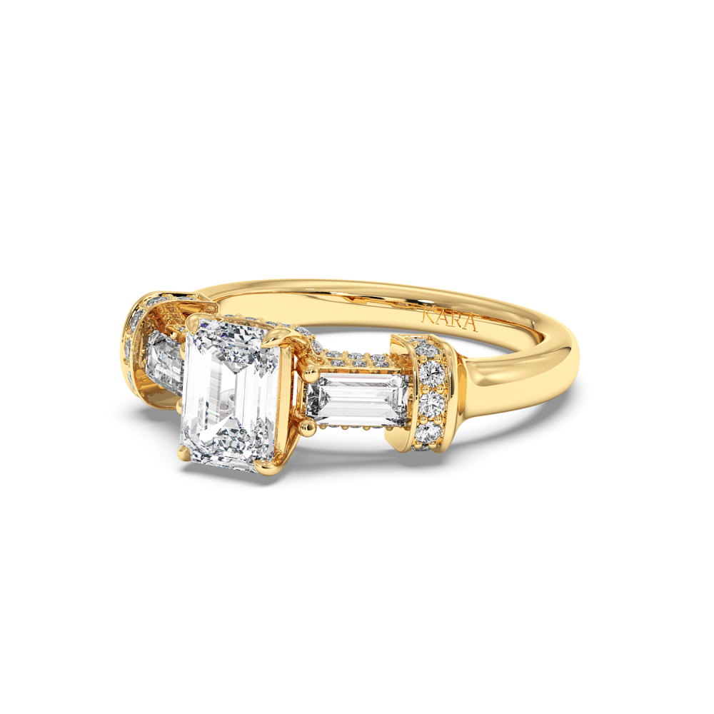 Engagement ring with 1.06ct Central Emerald Cut Diamond and 0.81ct Side Diamonds