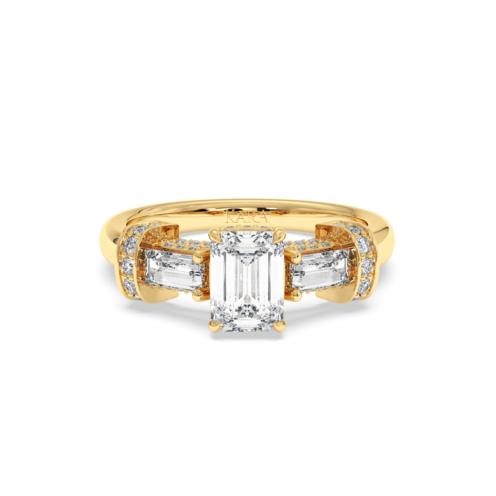 Engagement ring with 1.06ct Central Emerald Cut Diamond and 0.81ct Side Diamonds