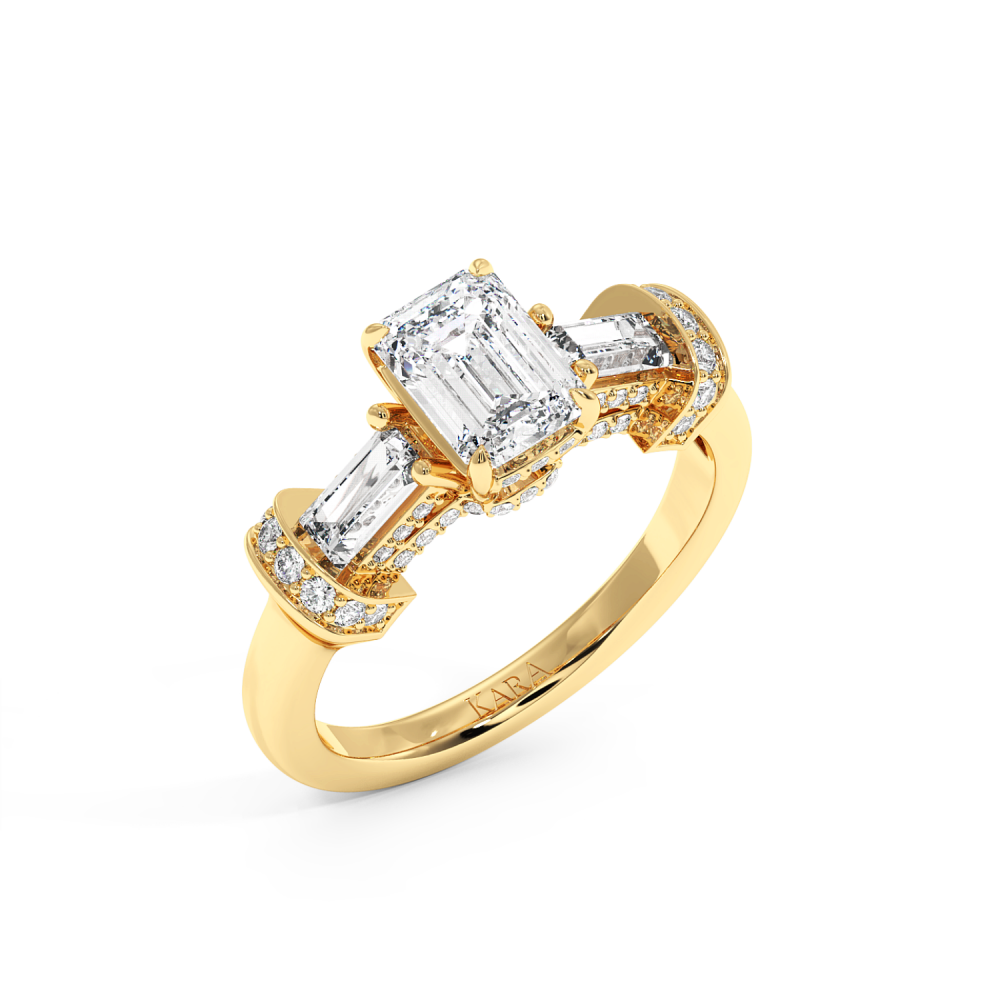 Engagement ring with 1.06ct Central Emerald Cut Diamond and 0.81ct Side Diamonds