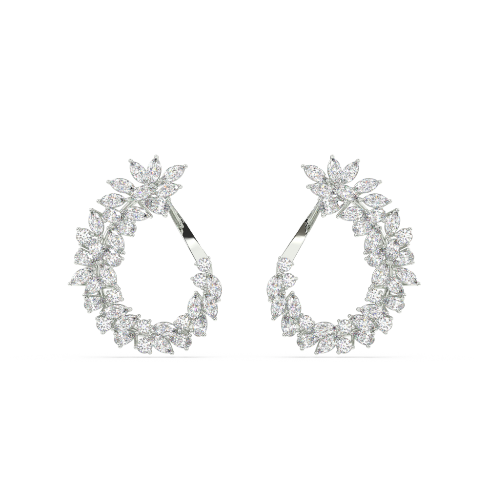 Earrings with 3.21ct Marquise Cut Diamonds, 1.66ct Pear Cut Diamonds and 0.61ct Round Diamonds