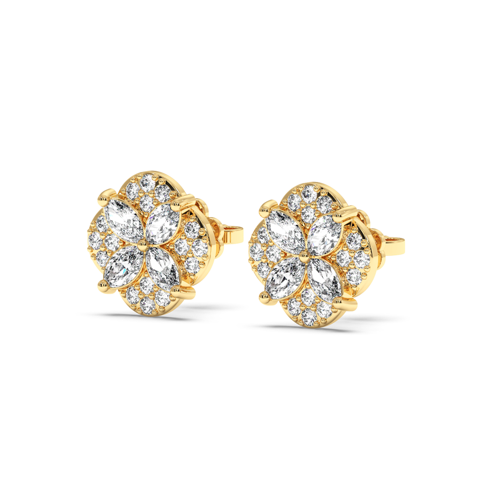 Earrings with 1.12 ct Marquise diamonds and 0.41 ct round diamonds