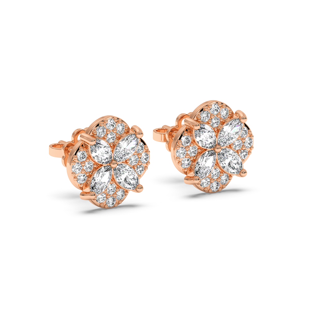 Earrings with 1.12 ct Marquise diamonds and 0.41 ct round diamonds