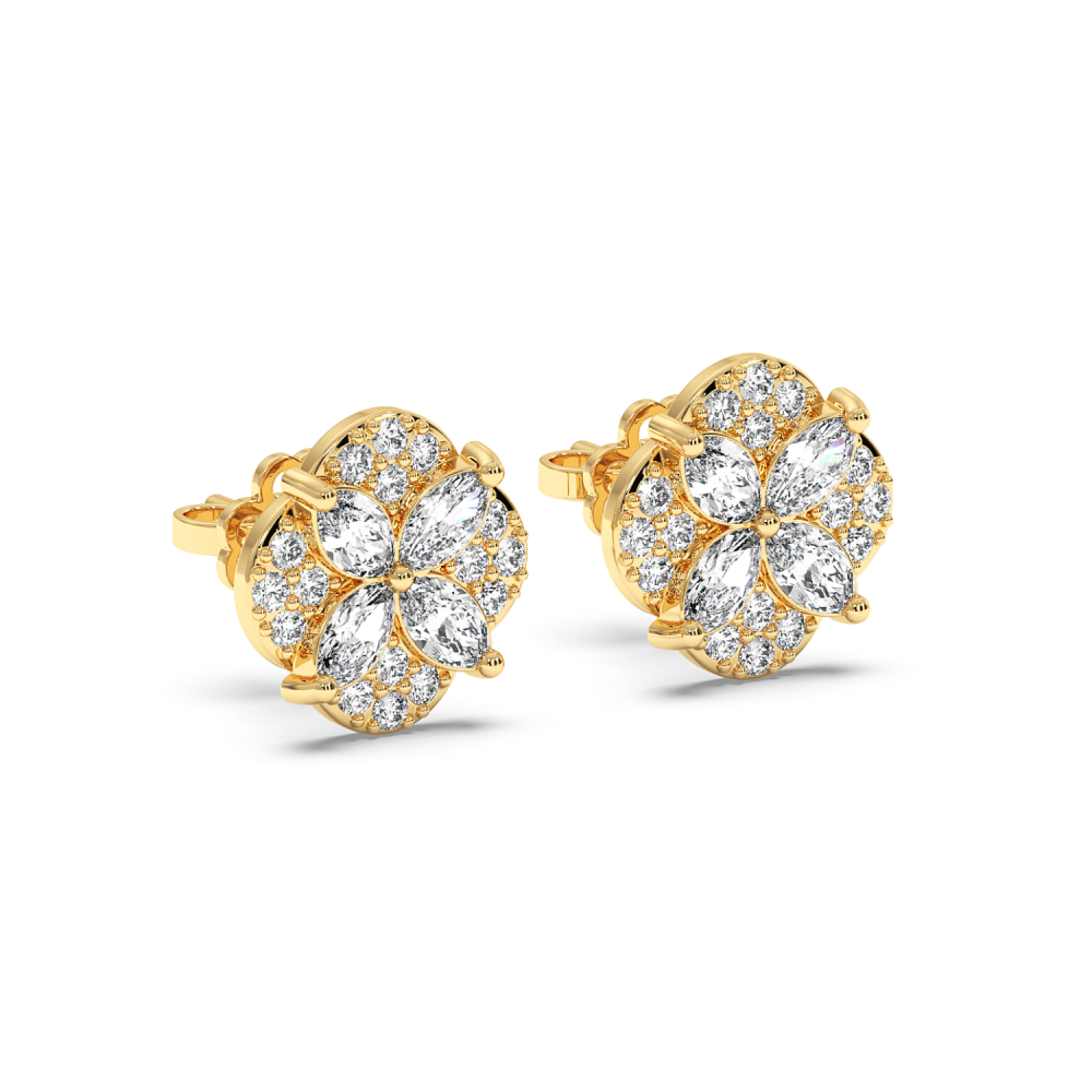 Earrings with 1.12 ct Marquise diamonds and 0.41 ct round diamonds