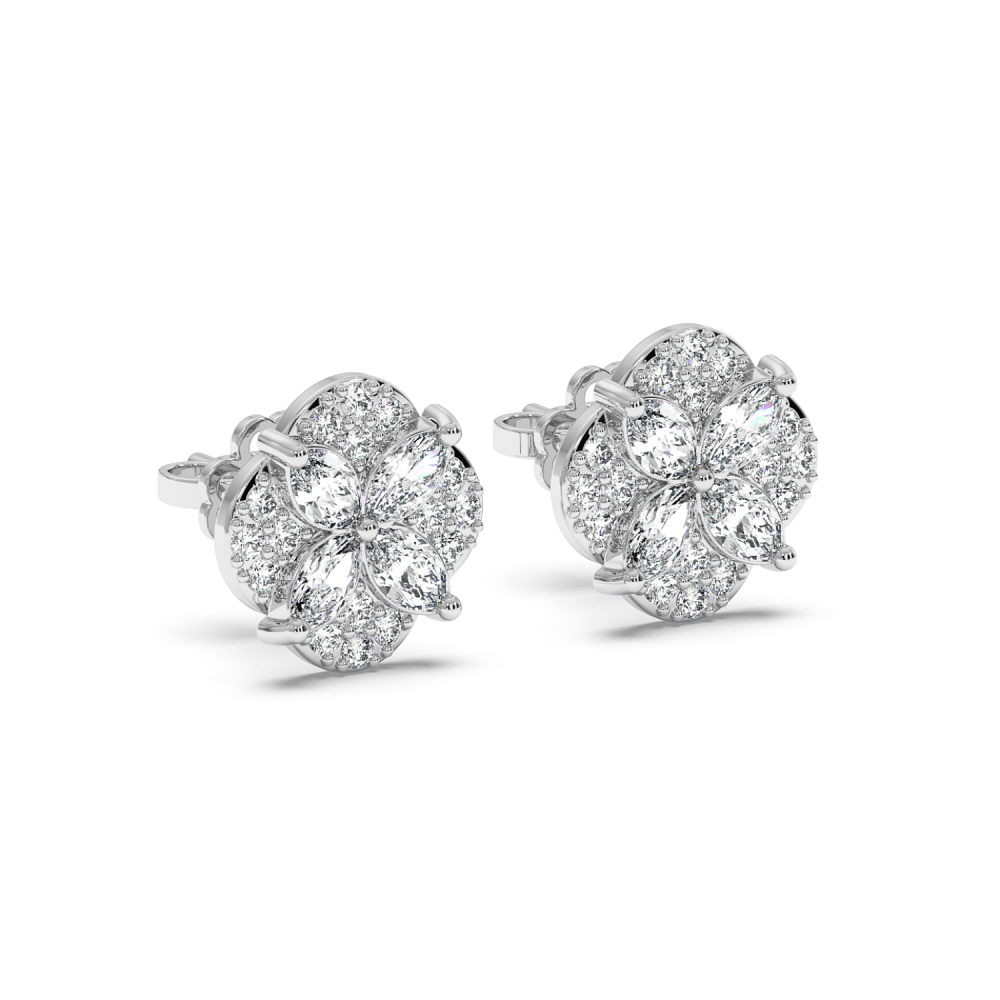 Earrings with 1.12 ct Marquise diamonds and 0.41 ct round diamonds