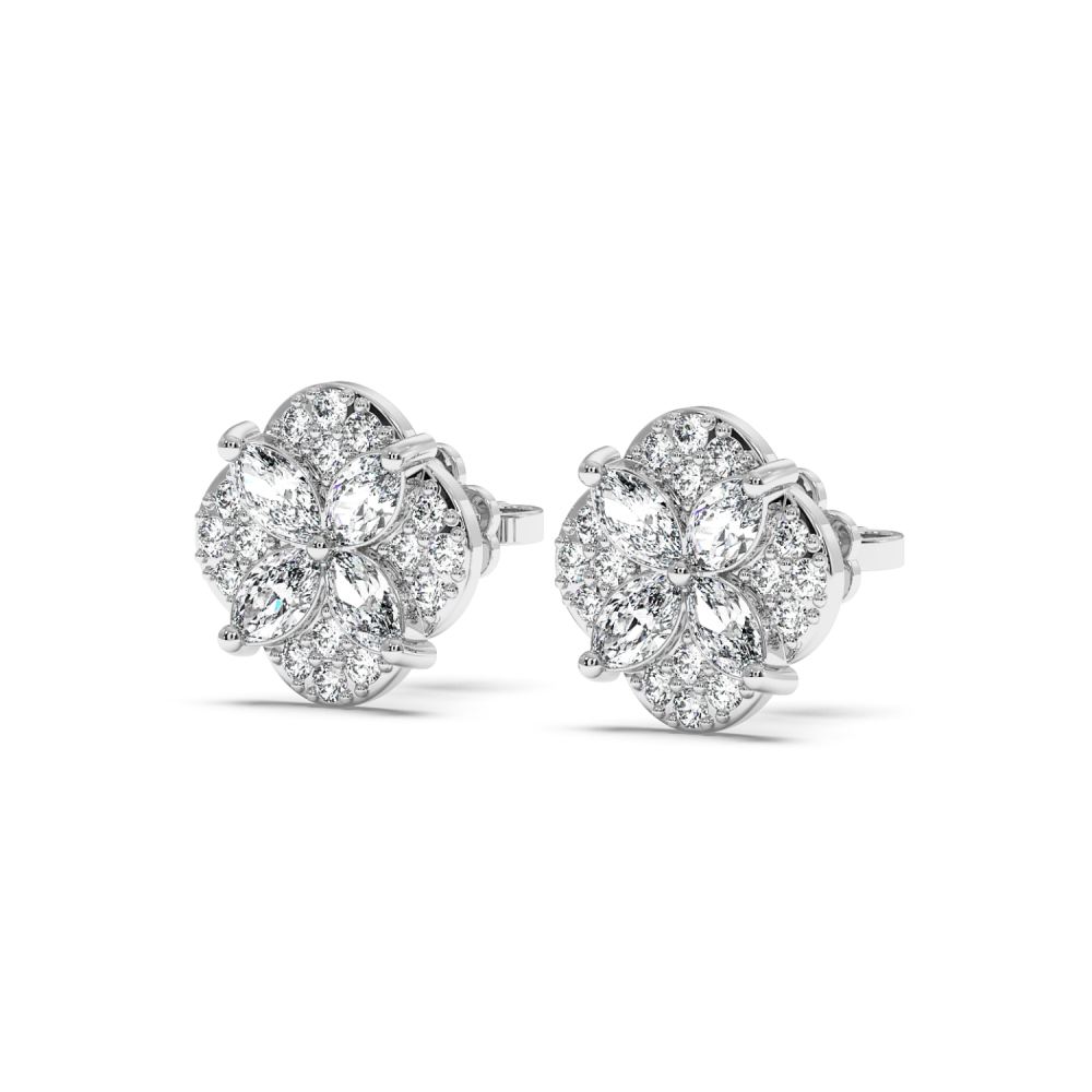 Earrings with 1.12 ct Marquise diamonds and 0.41 ct round diamonds