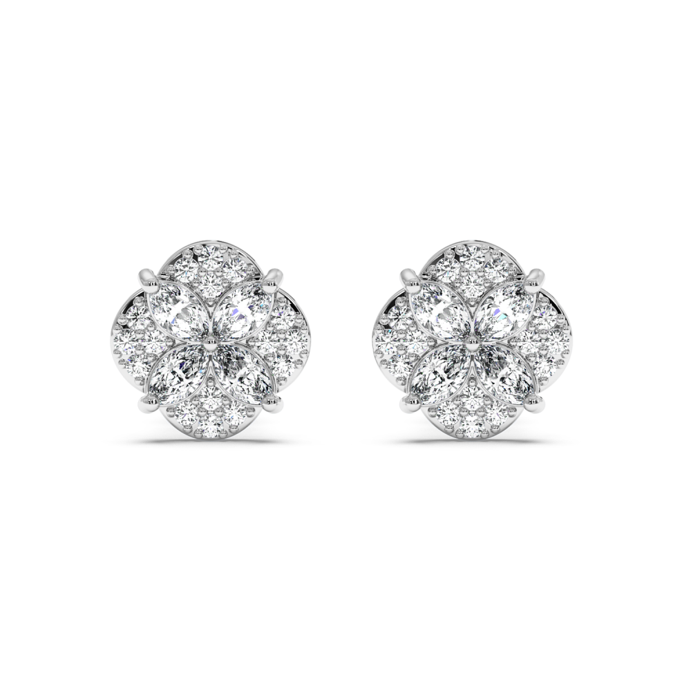 Earrings with 1.12 ct Marquise diamonds and 0.41 ct round diamonds