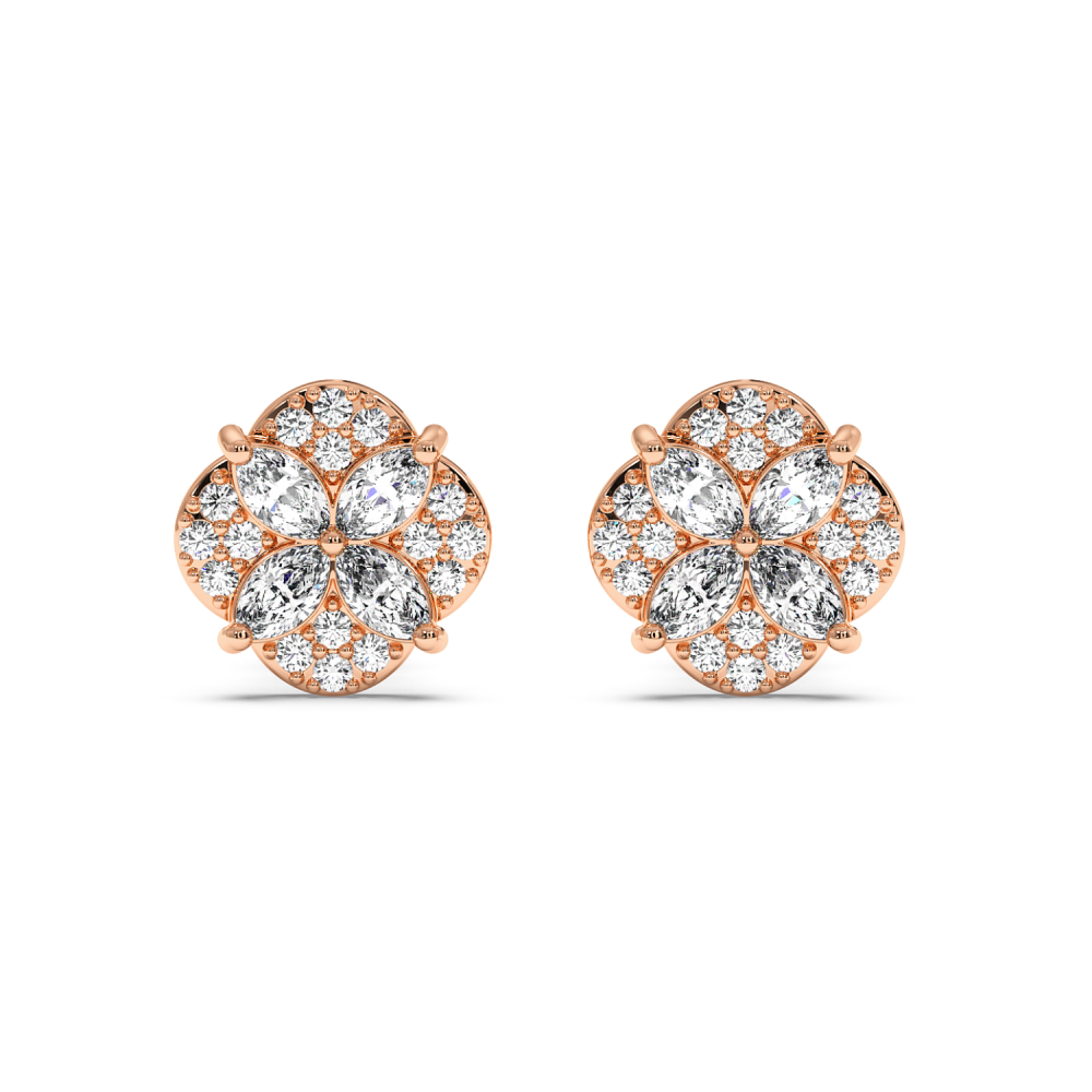 Earrings with 1.12 ct Marquise diamonds and 0.41 ct round diamonds