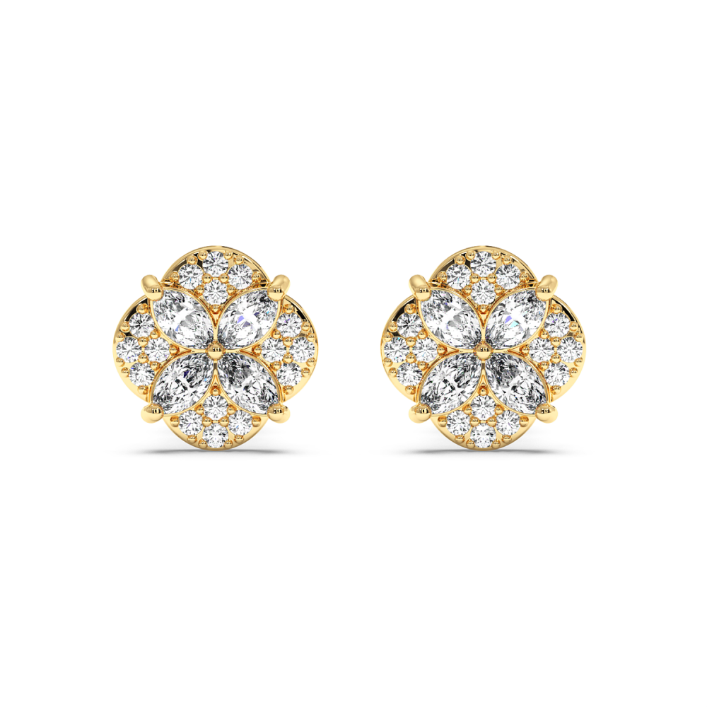 Earrings with 1.12 ct Marquise diamonds and 0.41 ct round diamonds