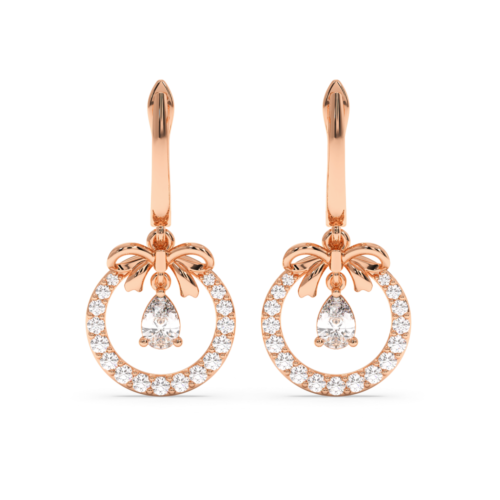 Earrings with 0.36ct Pear Cut Diamonds and 0.34ct Round Diamonds