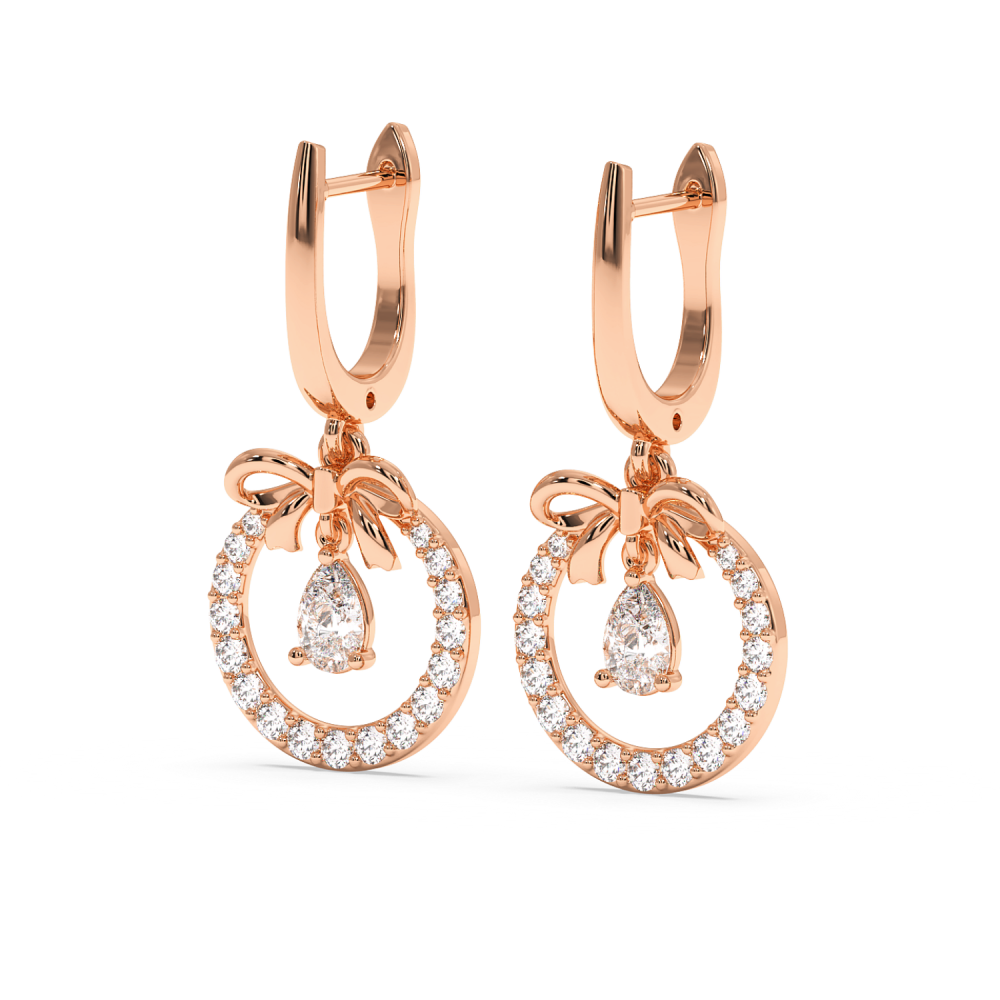 Earrings with 0.36ct Pear Cut Diamonds and 0.34ct Round Diamonds