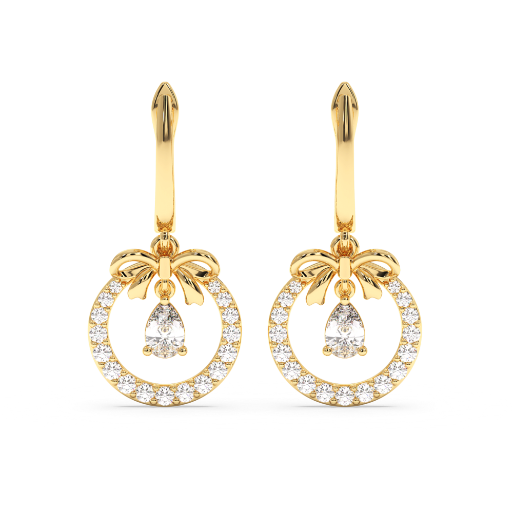 Earrings with 0.36ct Pear Cut Diamonds and 0.34ct Round Diamonds