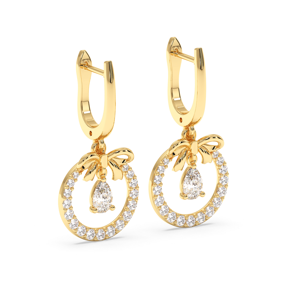 Earrings with 0.36ct Pear Cut Diamonds and 0.34ct Round Diamonds