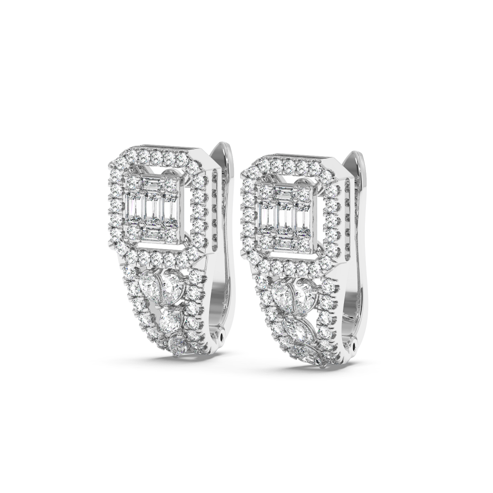 Earrings with 0.45ct Round Diamonds, 0.22ct Baget Diamonds, 0.14ct Pear Cut Diamonds and 0.14ct Marquise Cut Diamonds