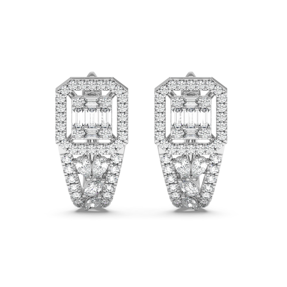 Earrings with 0.45ct Round Diamonds, 0.22ct Baget Diamonds, 0.14ct Pear Cut Diamonds and 0.14ct Marquise Cut Diamonds