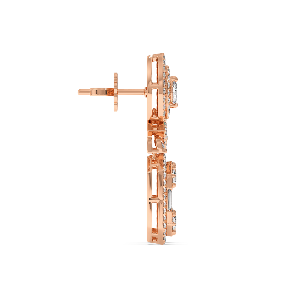 Earrings with 1.59ct Round Diamonds, 0.26ct Baget Diamonds, 0.18ct Marquise Cut Diamonds and 0.40ct Emerald Cut Diamonds