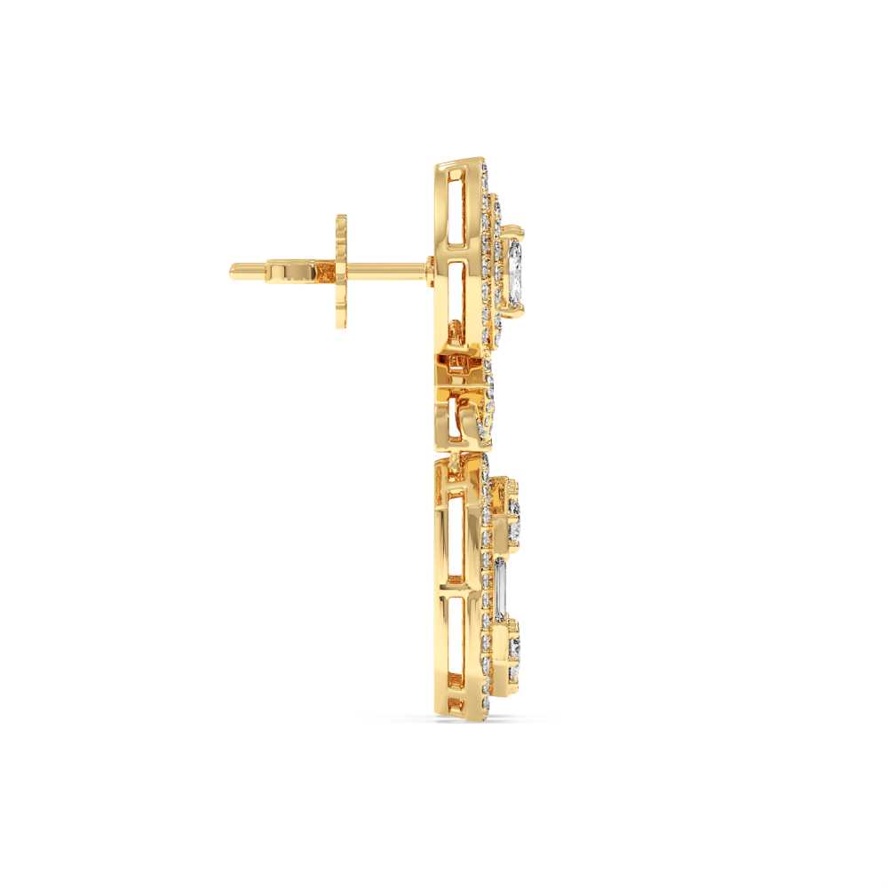 Earrings with 1.59ct Round Diamonds, 0.26ct Baget Diamonds, 0.18ct Marquise Cut Diamonds and 0.40ct Emerald Cut Diamonds