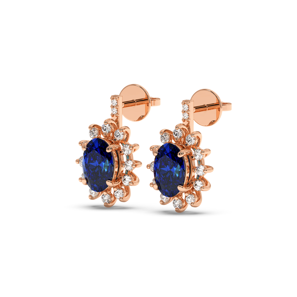 Earrings with 1.56 ct Sapphire and 0.31 ct Diamonds