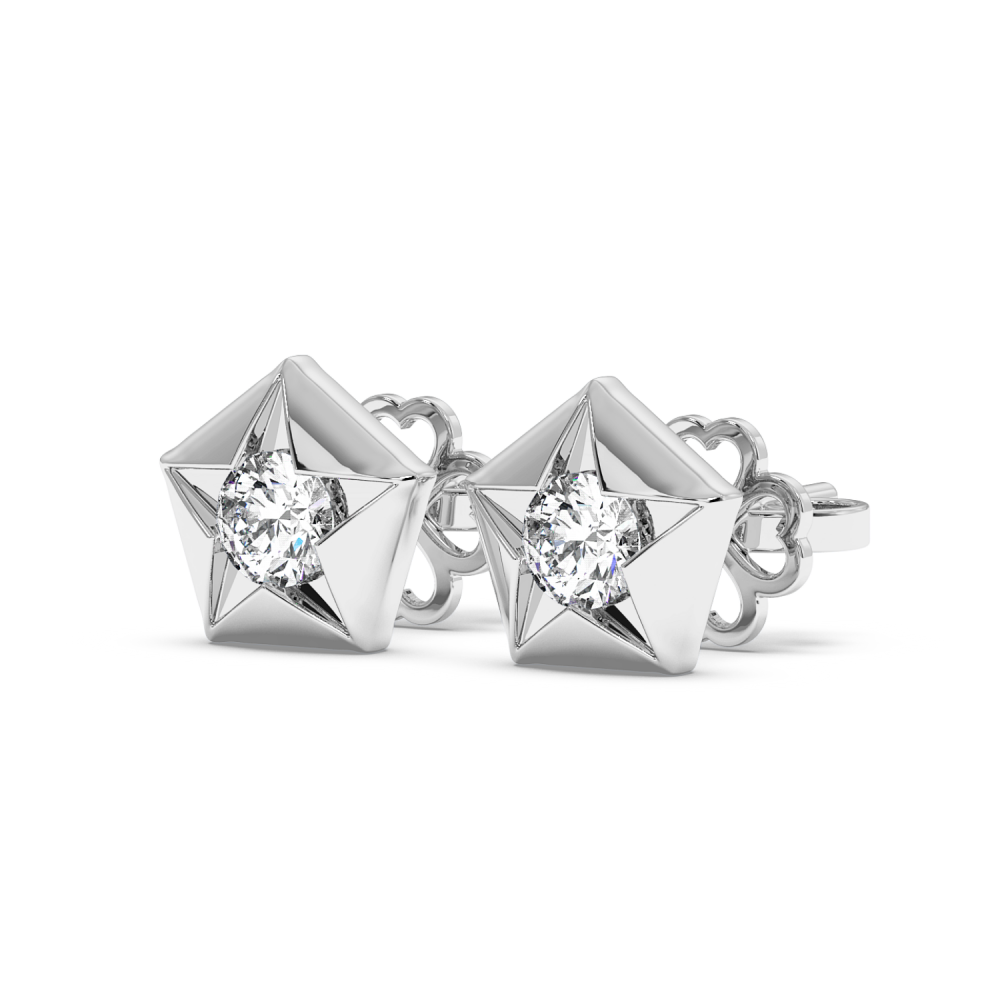 Octagon Earrings with Diamonds 0.19ct