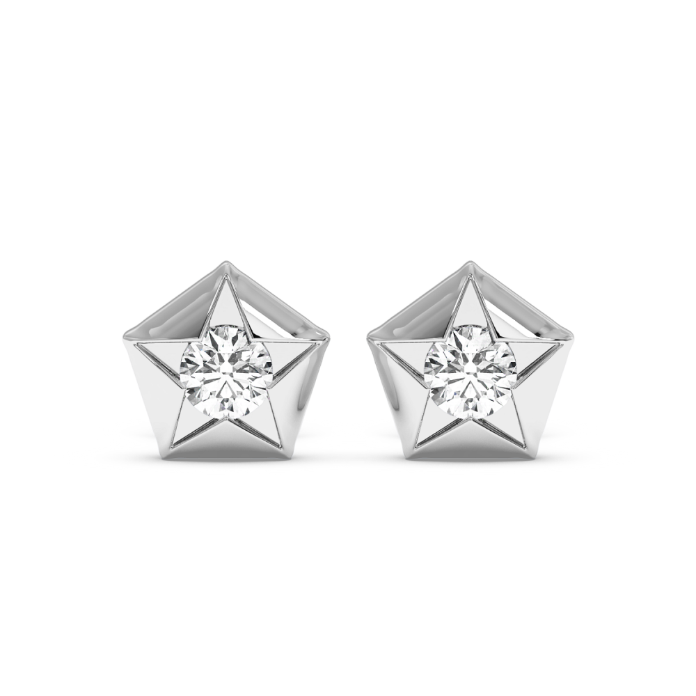 Octagon Earrings with Diamonds 0.19ct