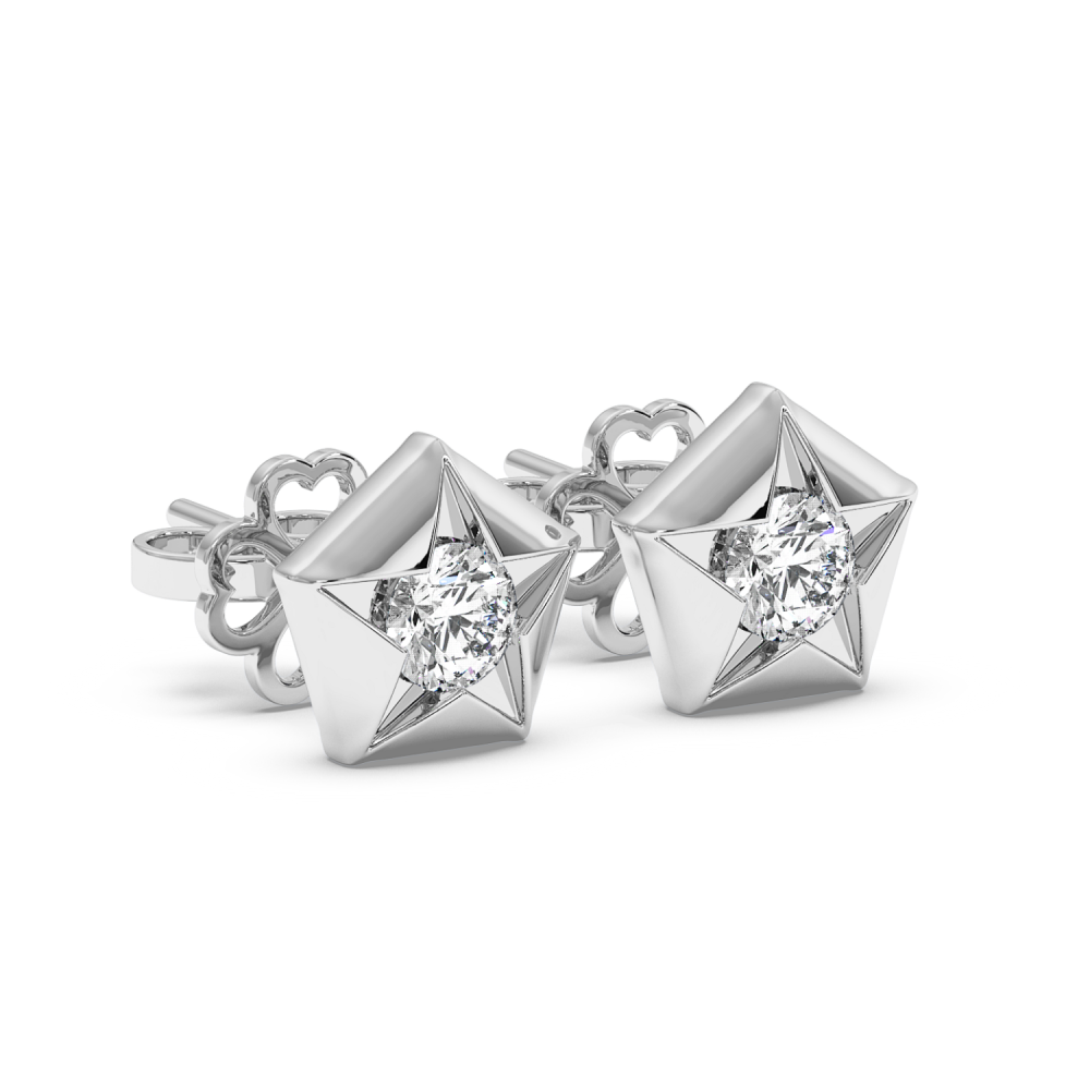 Octagon Earrings with Diamonds 0.19ct