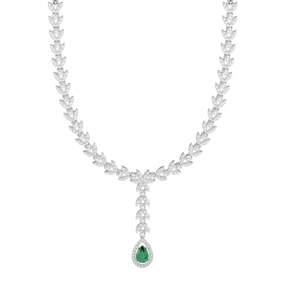 Necklace with 3.68 ct Diamonds and 0.57 ct Emerald