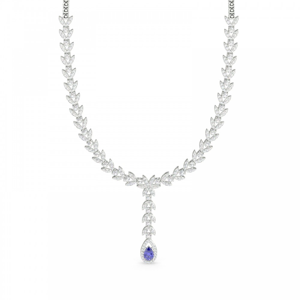 Necklace with 3.74 ct diamonds and 0.63 ct Tanzanite